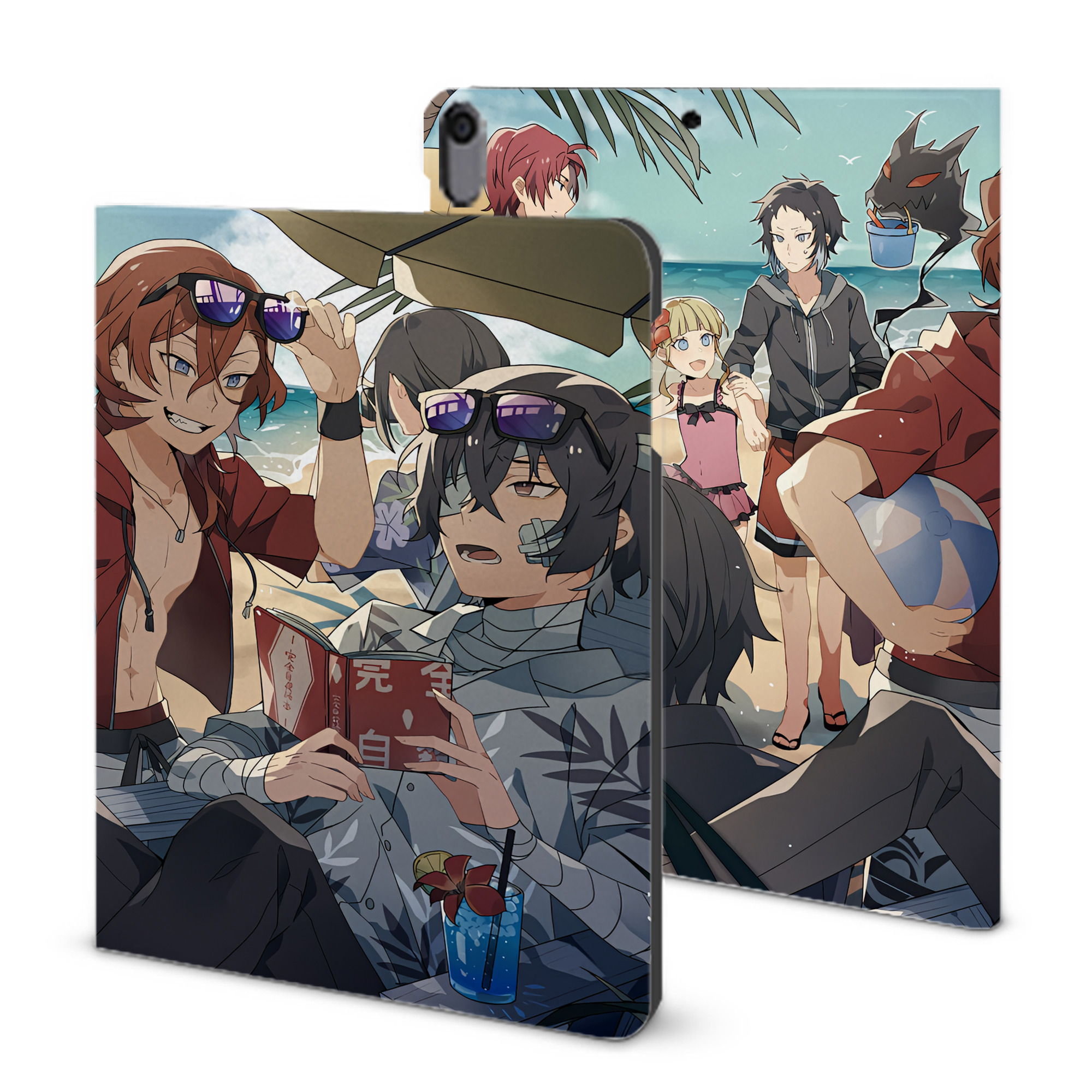 （画像用） 文豪ストレイドッグス Bungo Stray Dogs IPad ケース ブック型 PUレザー TPU 耐衝撃 軽量 薄型 ペン収納なし 全面保護 IPad 各モデル対応